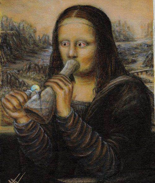 mona lisa smoking a bong