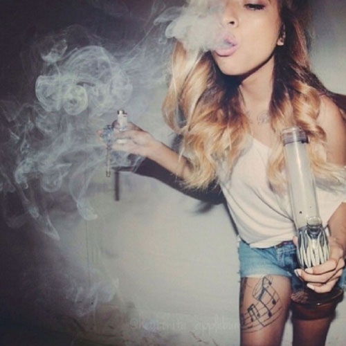 girl smoking a bong